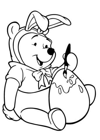 Winnie Is Coloring Easter Egg Coloring Page